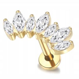    LABRET NAUŠNICA OD TITANSKOG ZLATA HELIX EAR SA 7 CIRKONIJA 1,2/8