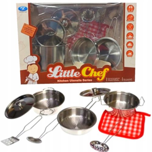 Dječji set metalnih lonaca i tava, 9 komada