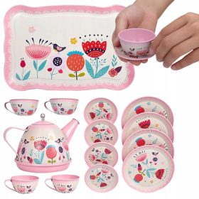   ZESTAW ZA ČAJ ZA DJECU CVIJEĆE TACKA TALERZYKI FILIŽANKE KUHINJSKI SET