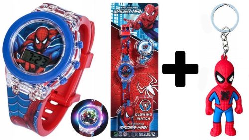Dječji sat s LED svjetlom SPIDERMAN za dječake + privjesak za ključeve