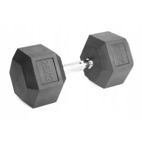    Fiksne bučice 1x25kg, gumirani lijevano željezo, 25kg HEX, za trening SOLID