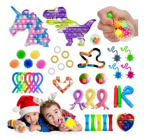 ZESTAW ANTISTRES IGRAČAKA FIDGET TOYS BUBBLE 40 kom
