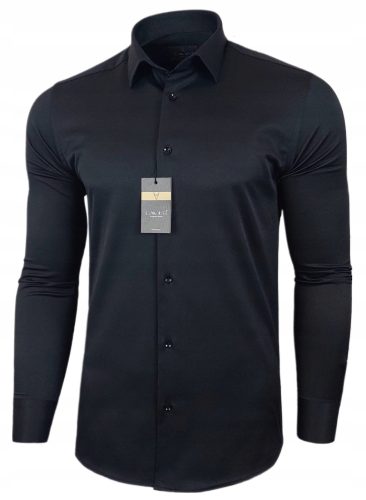  Muška crna pripijena košulja Lavier - SLIM FIT Pamuk Veličina S