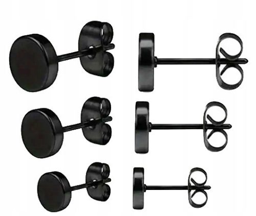 CRNE KOLCZYKI 3 para PELLETS 6,7,8 mm STAL CHIRURŠKI