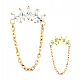    PIERCING labret naušnica s lančićem i 5 Helix titan cirkona 1,2/8.