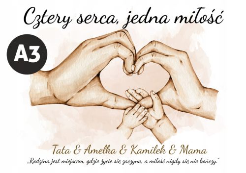 OKVIR PLAKATA OBITELJ DJECA RODITELJI SRCA IMENA RUKE 1-6 DJECA [A3]