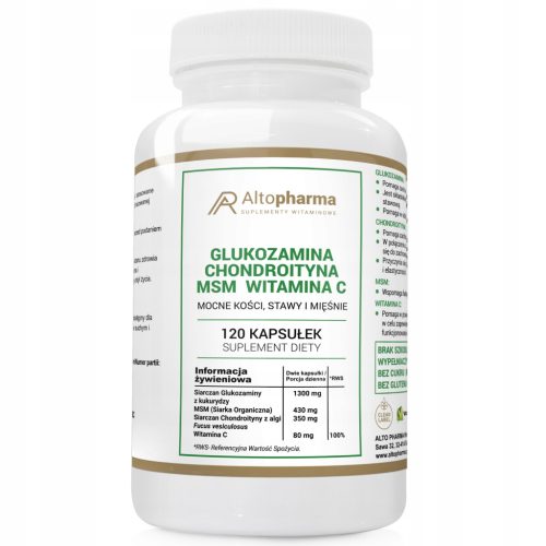 AltoPharma Glukozamin, Hondroitin, MSM i Vitamin C - 120 kapsula za jače kosti i zglobove