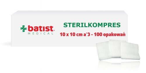 Sterilni gazeći kompresi, 10 cm x 10 cm, pakirani po 3 komada, set od 100 blistara