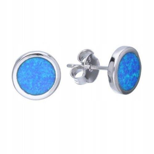Elegantne okrugle naušnice od 925 srebra s plavim opalom 0,8 cm