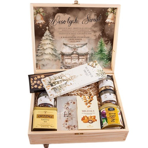  DAROVNA KOŠARA BOŽIĆNI DAR U PREMIUM BOX-u s potpisom, bež