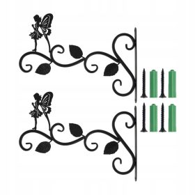    Željezna vješalica za biljke 2x Zidni dekor Oblik lista 3 List Stojeća vila