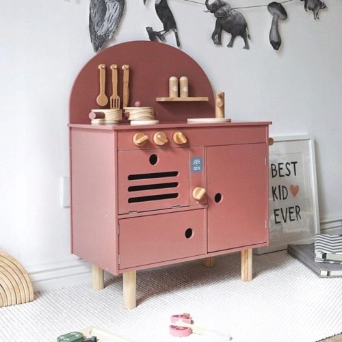 Drvena dječja kuhinja Retro Boho Pink