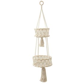    Folkulture vješalica za biljke, makrame držač za lonce, bijeli, 2 sloja