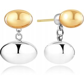   Zlatno srebrni set naušnica s kapcima i padajućim naušnicama od srebra S925