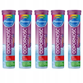   Plusssz Otpornost Complex 100% - Paket 5x20 šumećih tableta s okusom maline i crnog bazga