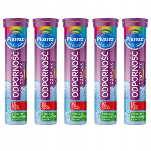 Plusssz Otpornost Complex 100% - Paket 5x20 šumećih tableta s okusom maline i crnog bazga