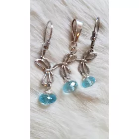   Elegantni set s prirodnim nebesko plavim topazima - srebrni 0,925