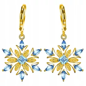   Zlatne Božićne naušnice sa snježnim pahuljama i zvijezdama od pozlaćenog srebra 925