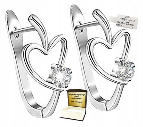 Elegantne 925 SREBRNE NAUŠNICE s VISEĆIM ENGLESKIM SRCIMA, SWAROVSKI cirkonima i GRAVUROM