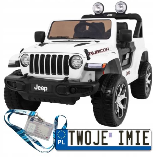  Jeep Wrangler Rubicon na baterije za djecu bijeli + daljinski upravljač + MP3 radio