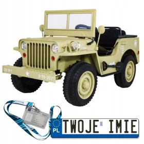    RETRO SNAŽNI VOJNI AUTOMOBIL ZA DJECU 4X4 EVA SKLADIŠTENJE SPORI START MP3 LED