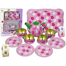 Metalni set za čaj s cvjetnim tanjurom