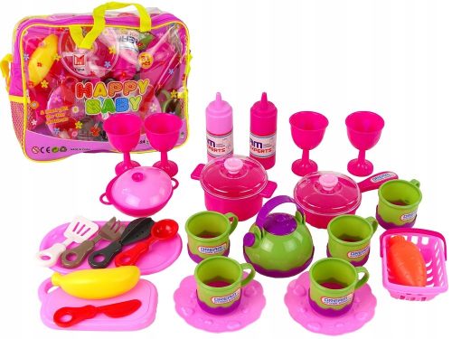 LeanToys Komplet posuđa u torbi 31 komada roza