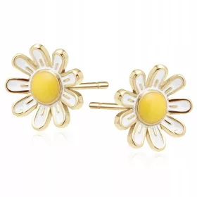   Zlatom presvučene srebrne naušnice s cvjetnim motivom tratinčice i kutijom za posvetu K809L