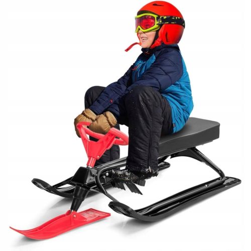 SKI SLED Metalni sanjki za snijeg sa kočnicom i protukliznim sustavom 114*38cm, CRVENI, tradicionalni