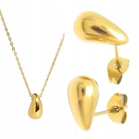   Elegantni set nakita s kapljicama naušnica i ogrlice od čelika uključujući besplatnu kutiju!