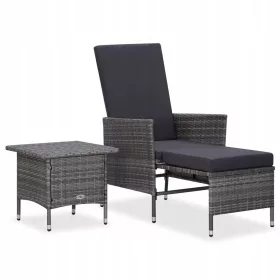   Komplet Vrtnog Namještaja od PE Rattana, Sivi - 62x131x106 cm