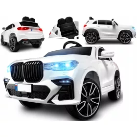    VELIKI ELEKTRIČNI SUV ZA DJECU 4X4 LED, DALJINSKI, KOŽA, BIJELA BOJA 2-7 GOD.