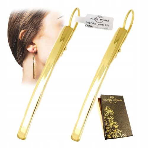 ZLATNE VISEĆE NAUŠNICE DUGE 6 cm. 925 SREBRO POZLAĆENO + KUĆIŠTE. ELEGANTAN
