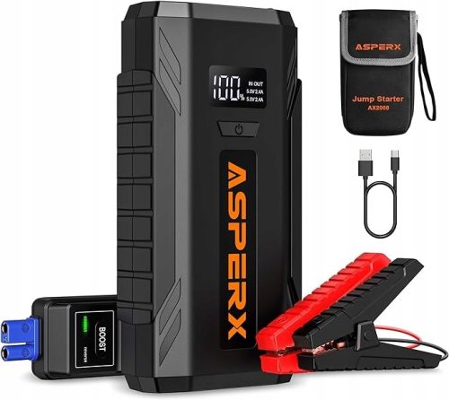ASPERX Booster za Pokretanje 2000 A, Prijenosni Powerbank 12 V, Skok Start