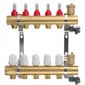 Razdjelnik za podno grijanje, 5-2x ventil, 2x odušnik