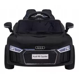   Električni automobil AUDI R8 za djecu s akumulatorom, crni + daljinski upravljač + EVA gume + besplatno pokretanje + MP3 LED svjetla