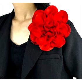    Veliki broš CVIJET CVIJET crvena crvena SATEN ROSE FLOWER PIN 20cm