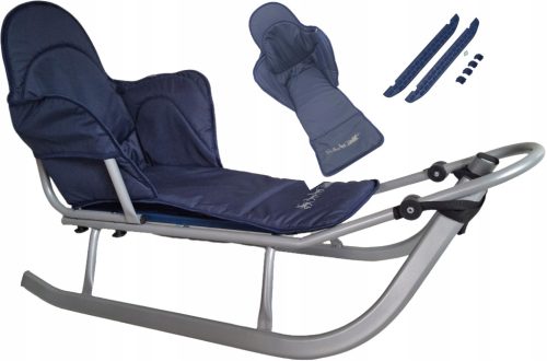 Set srebrnih metalnih sanjki Piccolino s madracem i osloncima za noge