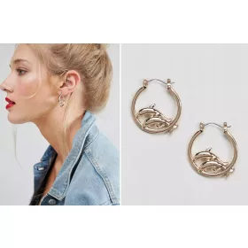 Zlatne naušnice u obliku obruča DOLPHINS ocean obruči