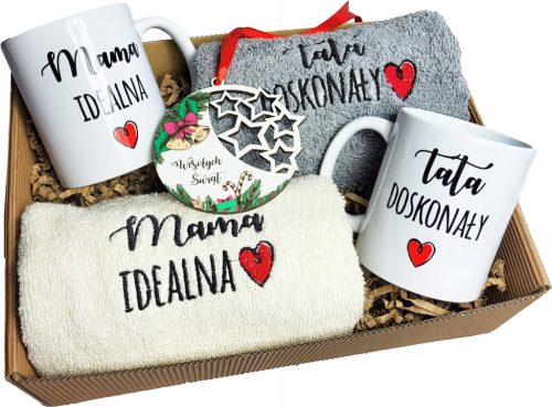  BOŽIĆNI SET, ŠALICA, RUČNIK, POKLON ZA MAMU I TATU, RODITELJE, KUTIJA ZA BABLICE