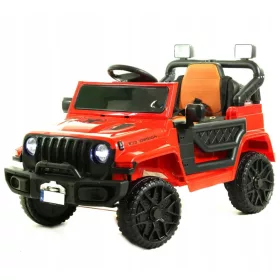    JEEP TERENSKI AUTO S BATERIJAMA 4X4 KOŽNI LED USB ZVUK + CRVENI DALJINSKI