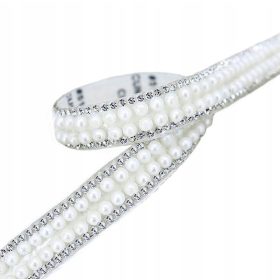 TRAKA SA CIRKONIMA I BISERIMA 12cm 9m za Dekoraciju Zavjesa