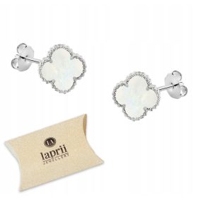  Srebrne naušnice s motivom koniczine marokanske, sedef, 925 srebro LAPRII