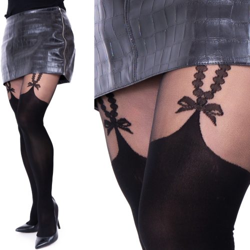 Elegantne crne tajice s uzorcima PLUS SIZE, model Nero 60den 7/8