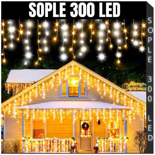  Svjetlosna zavjesa Božićne lampice ledenice LED 300 toplo žuta 201 - 300 lampice