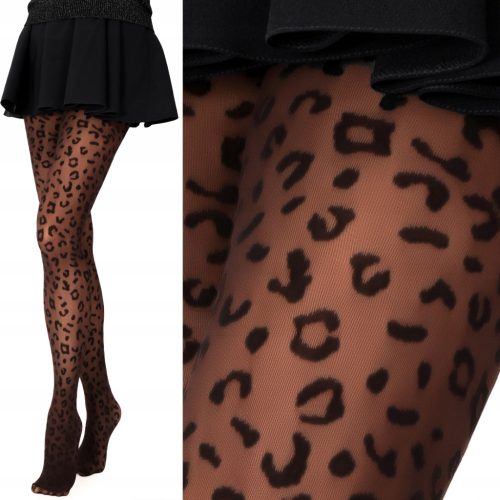 Rajstope s uzorkom animal print Fenome LULU122 40den crne Nero vel.3/4