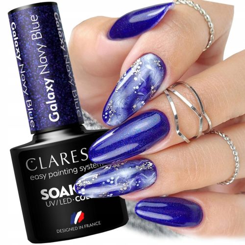 CLARESA GALAXY NAVY BLUE HYBRID LAK ZA NOKTE SA SVJETLJUĆUĆIM ČESTICAMA 5ml
