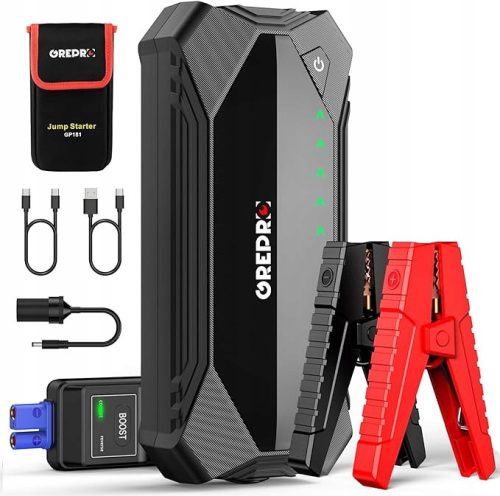 GREPRO Powerbank s 3000A USB 12V LED svjetlima i premosnim kabelima