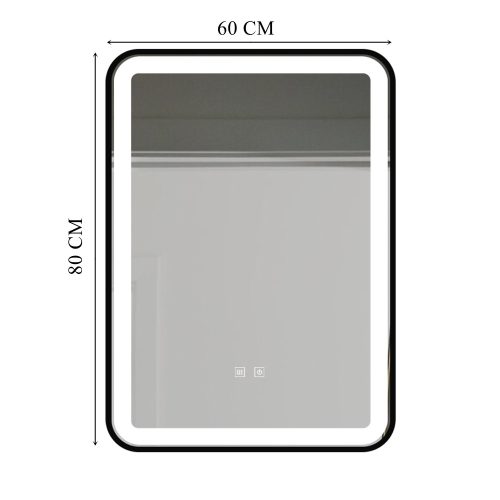  LED osvijetljeno ogledalo 60x80 cm pravokutno J24 u crnom okviru