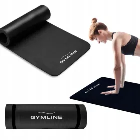    PODLOGA ZA VJEŽBANJE CRNA 180x60 cm NBR 1,5 cm ZA YOGA FITNESS GIMNASTIKU